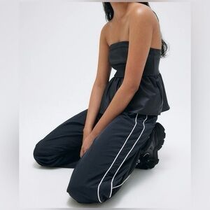 H&M Bandeau-style Peplum Top Elegant Black Strapless